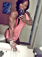 super hot ebony female bodybuilder mistress treasure in ripped contest shape